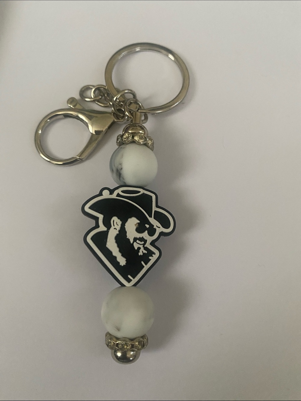 Black and White Rip Beaded Keychain From Yellowstone Charm